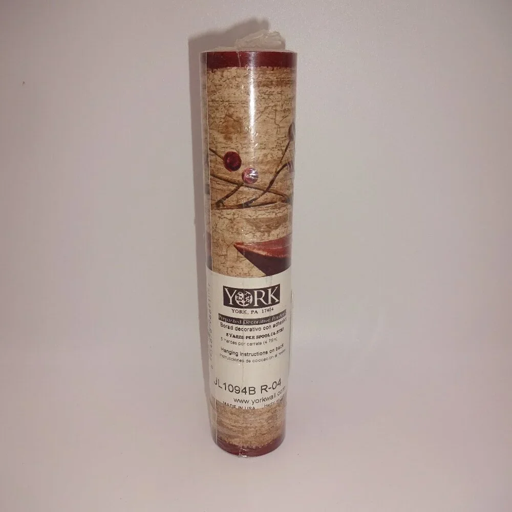 NOS New York Prepasted Decorative Wallpaper Border Stars Berries 7